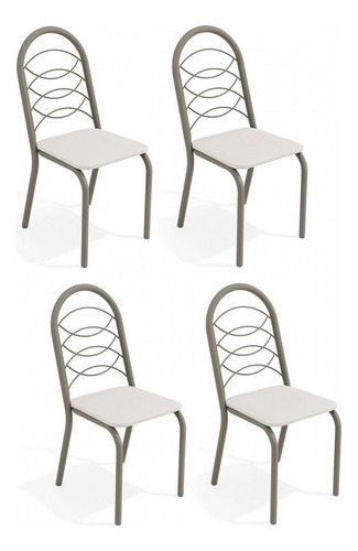 Cadeiras Kit 4 Cadeiras Holanda Nickel Branco - Kappesberg