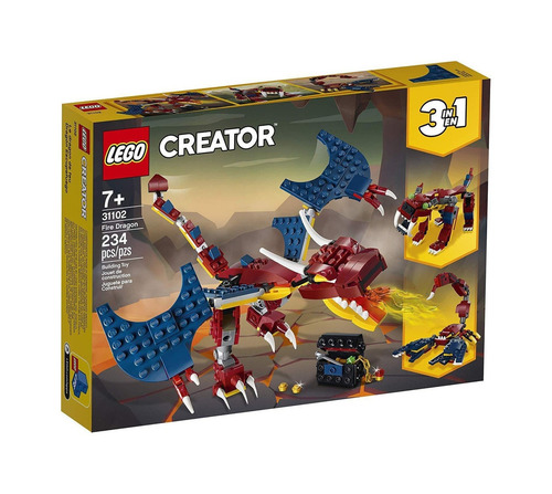 Imagen 2 de 5 de Set de construcción Lego Creator 3-in-1 Fire dragon 234 piezas en caja