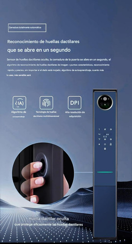 Cerradura Inteligente Alta Gama - Rostro Y Palma Thouse Negro/borde Plateado