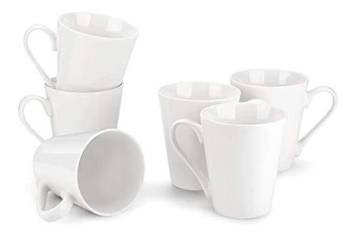 6 Tazas De Porcelana 12 Oz Para Té Y Café Color Blanco