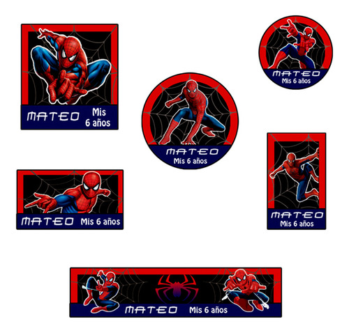 Kit 144 Stickers Spiderman Troquelados Candy Bar Etiqueta