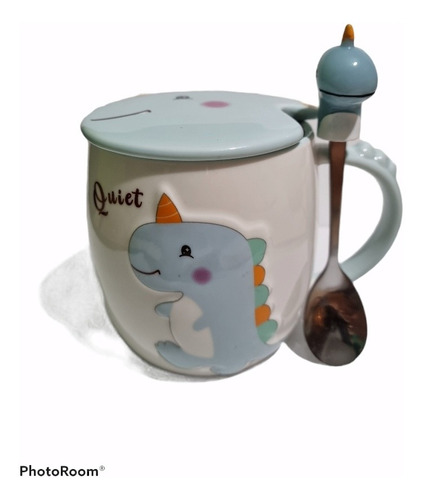 Taza Kawaii Unicornio/ 3 Piezas/ Taza, Cuchara Y Tapa.