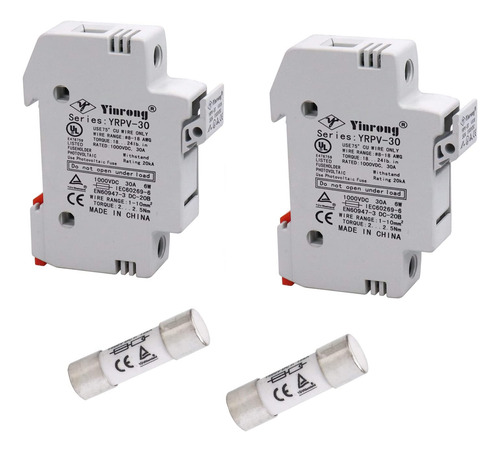 2 Portafusibles Solares De 15 1000 V Din, Soporte De Fu...
