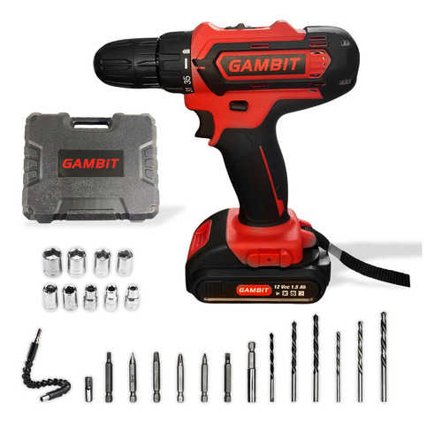 Furadeira Parafusadeira Gambit Kit Profissional Com Maleta