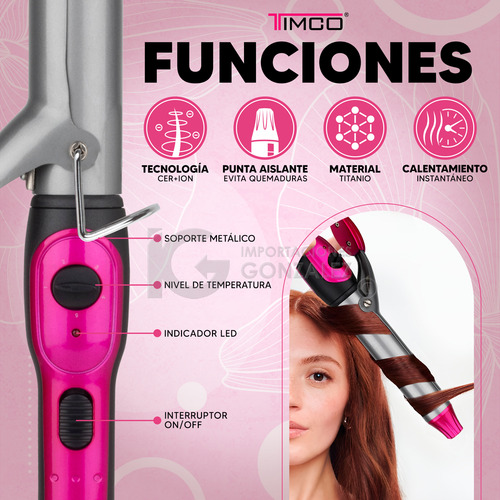 Tenaza Rizadora De Cabello Timco® Titanio Cer + Ion 33mm.