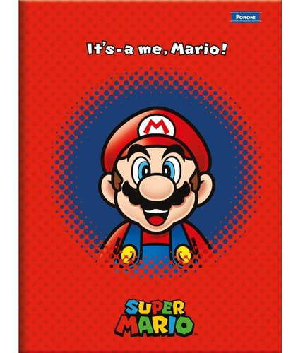 Caderno Brochurao Capa Dura Super Mario Bros 80fls Foroni Vermelho