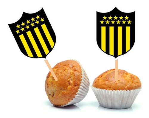 Topper Para Muffins Pack X 12 De Peñarol Club Atlético Cap Amarillo Peñarol