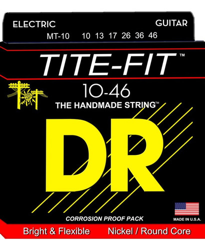 Cuerdas De Guitarra Electrica Dr Tite Fit 010-46 Pack De 3 