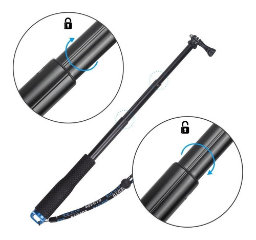 Imagem 6 de 10 de Bastão Extensor Pau De Selfie Para Gopro Hero Em Alumínio