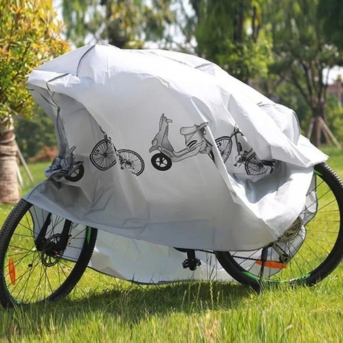 Carpa Funda Lona Cubre Moto Bicicleta Con Diseño Color Gris