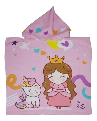 Poncho De Toalla Infantil Princesa + Unicornio