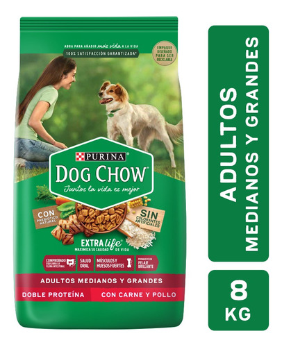 Dog Chow Adulto, Mediano Y Grande 8kg Alimento Para Perro