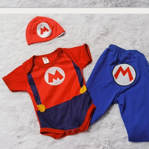 Disfraz Bodie Mameluco Bebé Super Mario Bross Con Gorro