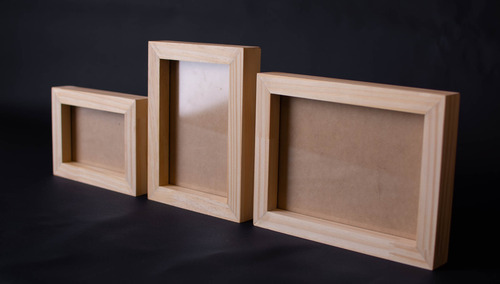 Cuadro Madera 20x20 Con Vidrio Y Gancho Para Colgar Pino Natural Box