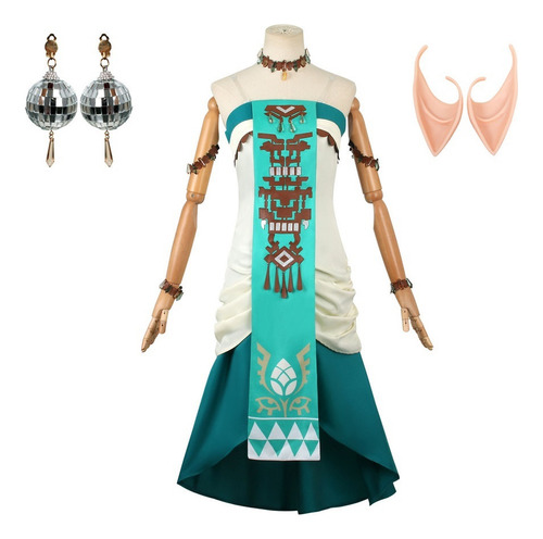 Fantasia Da Princesa Zelda, Brincos, Colarinho, Vestido A