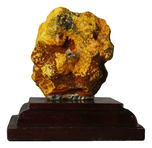 Mini Realgar Bruta Natural  Com Base De Madeira 86g 6cm