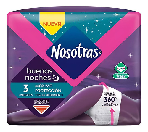 Toallas Higienicas Nosotras Buenas Noches Talla L-xl X 3und