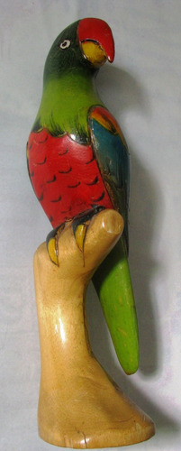 Papagayo Figura Policromada De Madera Palma