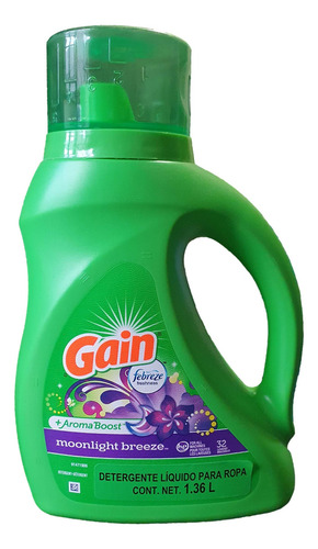 Detergente Líquido Ropa Gain Febreze Moonlight Breeze 1.36 L