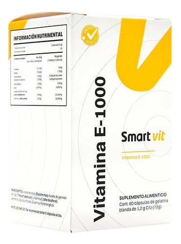 Vitamina E-1000 Smart Vit Anahuac 60cap 1.2gr Sabor Natural