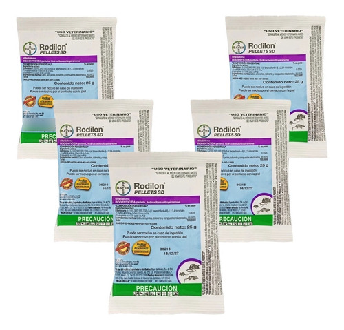 Rodilon Pellet 25g 5pz Rodenticida Anticoagulante Mata Ratas