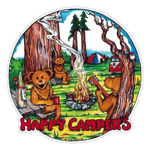 Happy Campers - Adhesivo Para Ventana (4.5 X 4.5 Pulgadas)