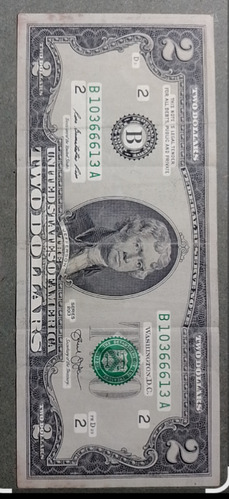 Billete Antiguo De 2 Dollars 