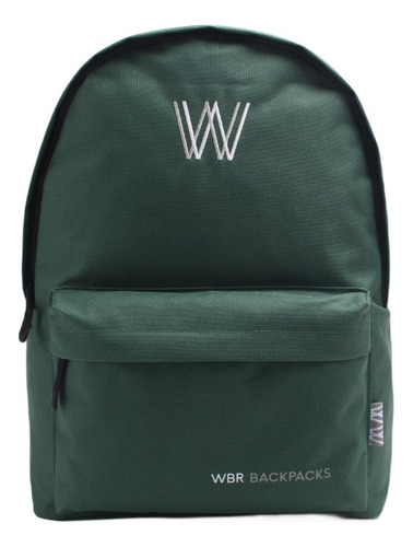 Mochila Urbana Wbr Backpacks Verde Liso Bordada Wabro