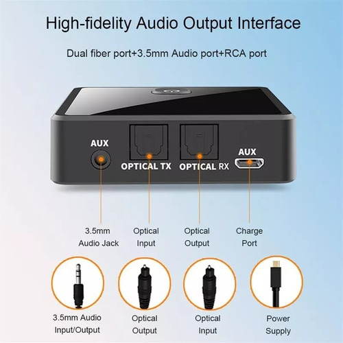 Transmisor Receptor Bluetooth Fibra Óptica Audio Estéreo