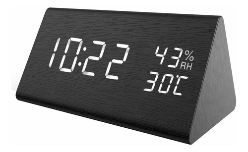 Reloj Despertador Digital De Madera, Pantalla Led Digit...