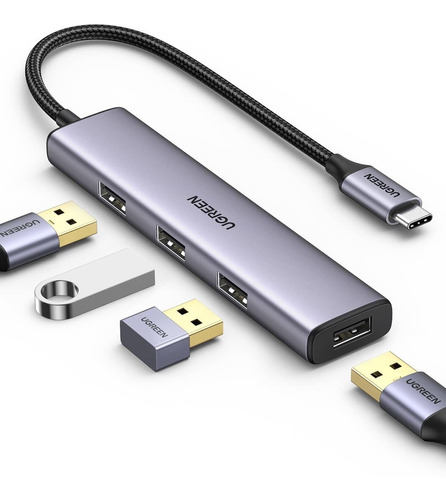 Ugreen Hub Usb C, Adaptador Usb C A Usb De Aluminio Con Puer