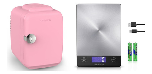 Mini Refrigerador Y Calentador De 4 Litros (rosa) Y Báscula 