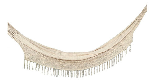 Chinchorro Guajiro Diseño Beige Con Flecos Fino