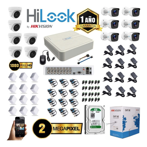 Camaras Hikvision Hilook Dvr  16ch + 12cam 1080p + Disco 2tb