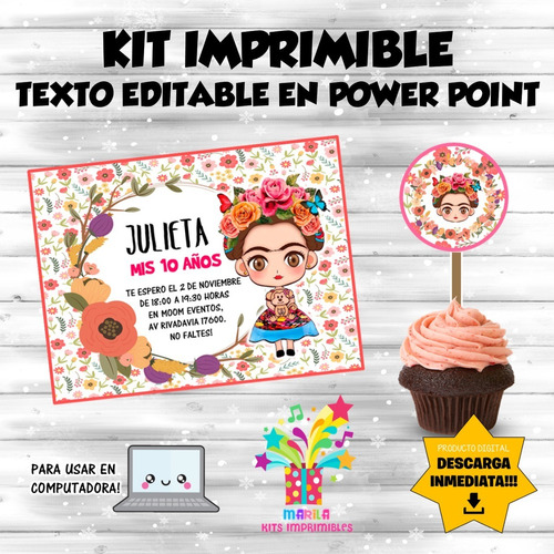 Kit Imprimible Frida Kahlo - Texto Editable