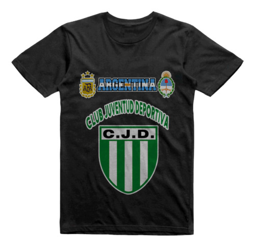 Remera Algodon Negra Juventud Deportiva Las Flores