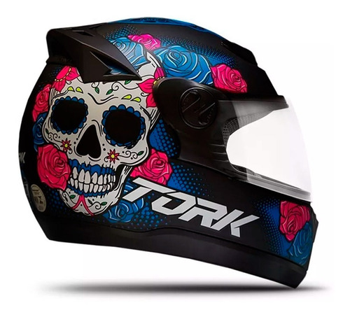 Capacete De Moto Feminino Pro Tork G7 Mexican Skull Fechado 