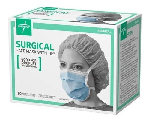 Cubrebocas Quirúrgico Con Lazo Medline (caja C200 Pzs)