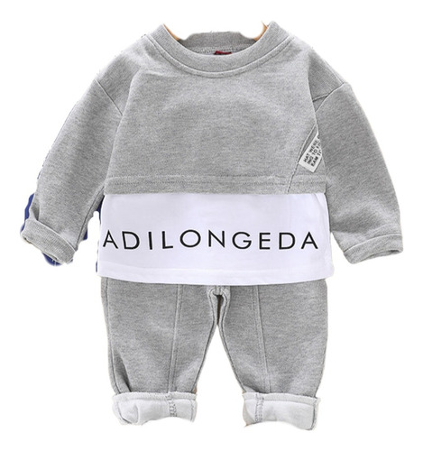 Conjunto Casual De Algodón Sudadera Y Pantalones Para Niños Gris 2-3 A