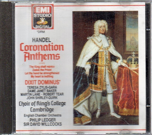 Ledger Willcocks Handel Coronation Anthems Dixit Cd England