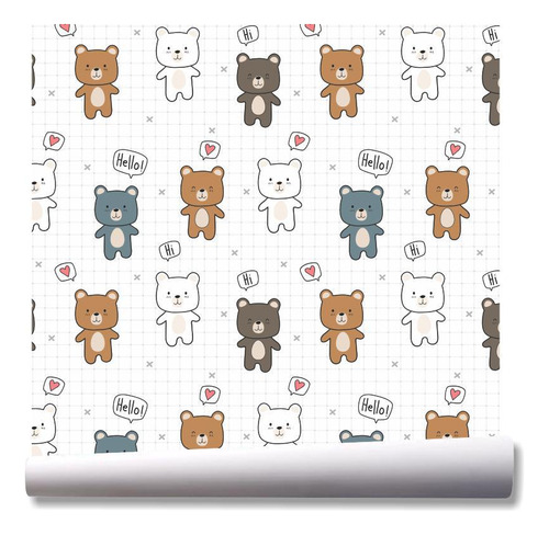 Papel De Parede Safari Zoo Infantil Ursinho Kit 02 Rolos A96