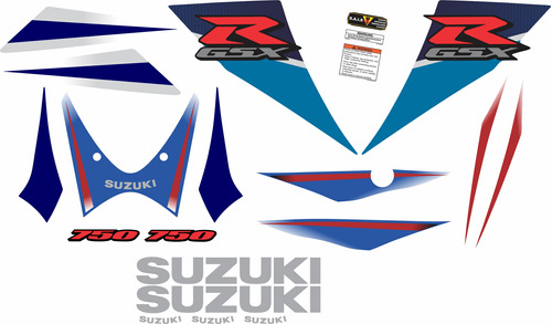 Kit Adesivo Suzuki Gsxr 750 2007 Azul E Branca 75007az