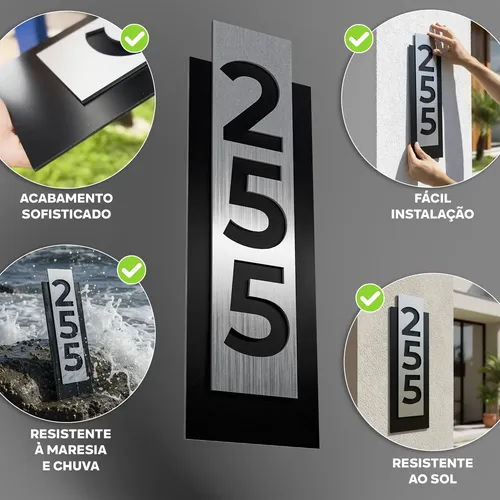 Placa Número Residencial 17x50 Acm | Parcelamento sem juros