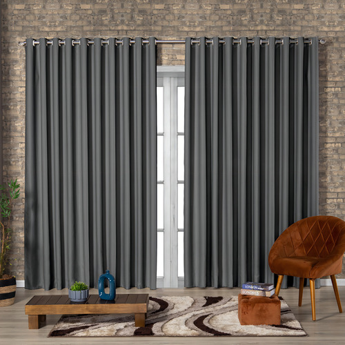 Cortina de vidrio Blecaute para puerta de dormitorio de 8 x 2,80 cm, color gris oscuro