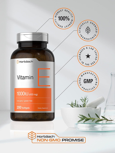 Horbäach Vitamina E 1000 Ui Cápsulas Softgel | Contagem 200