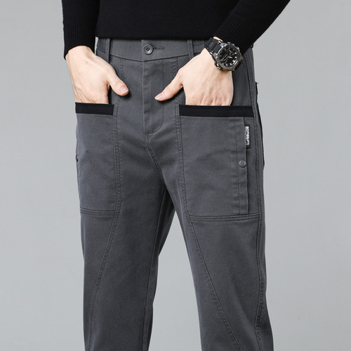 Pantalones Casuales Con Bolsillo En Mezcla De Algodón De Pie