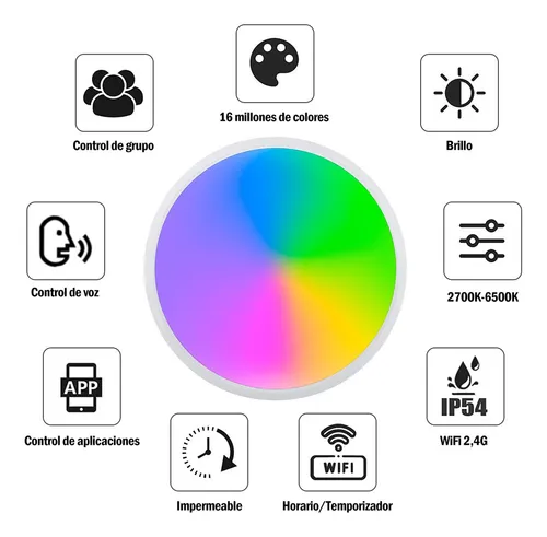 V Lámpara De Techo Inteligente Tuya Wifi Bluetooth Rgbcw 24w