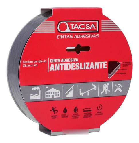 Cinta Adhesiva Antideslizante Tacsa 25mm X5m Negro Packx24 P