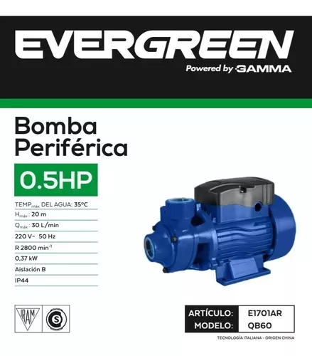 BOMBA DE AGUA PERIFÉRICA GAMMA 1/2HP