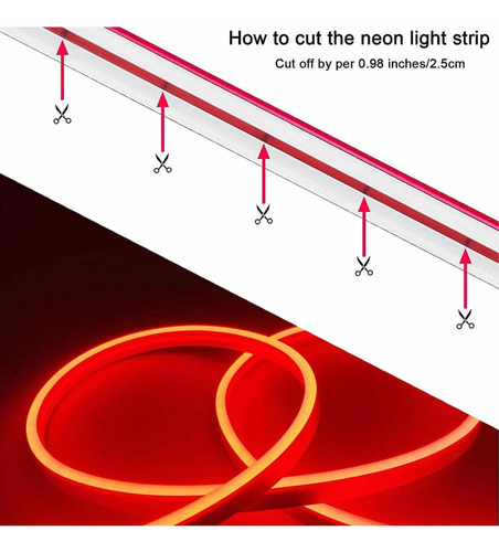 Manguera Luces Neon Luz Led Roja 5m Exterior + Fuente